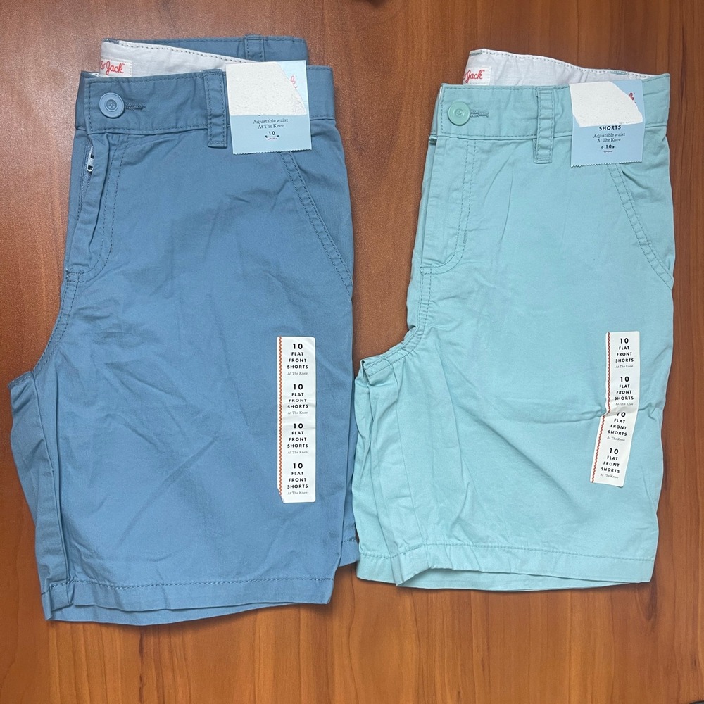 Lot of 2 Cat&Jack Boys Size 10 Flat Front Shorts Bundle Blue School Casual